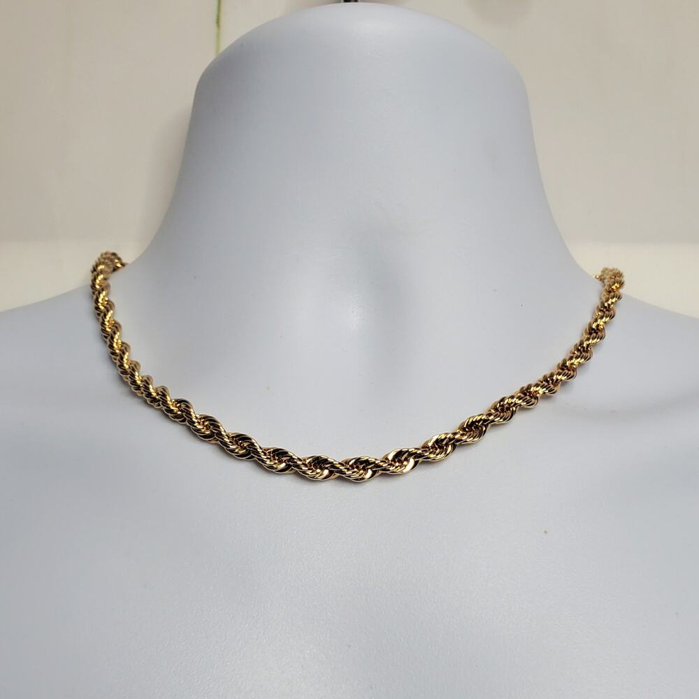 Vintage 14K Gold Plated Diamond Cut Rope Necklace Unisex